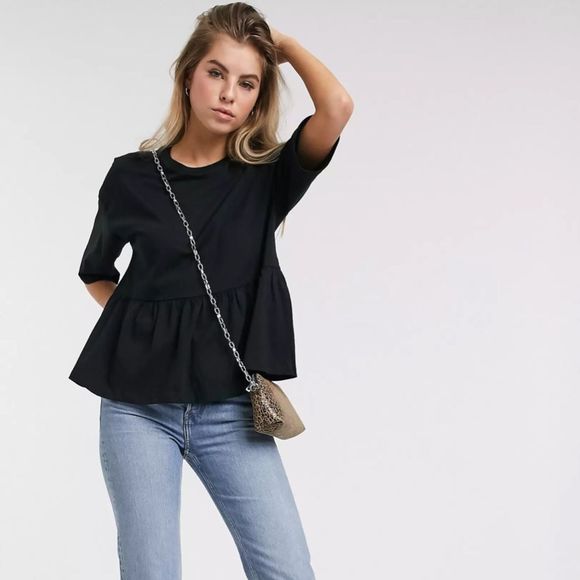 Zara Tops - Zara | Black Peplum Top Ribbed Size M